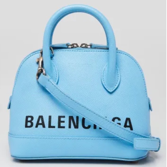 XXS Light Blue Pebbled Balenciaga Logo CrossBody bag - Picture 3 of 16